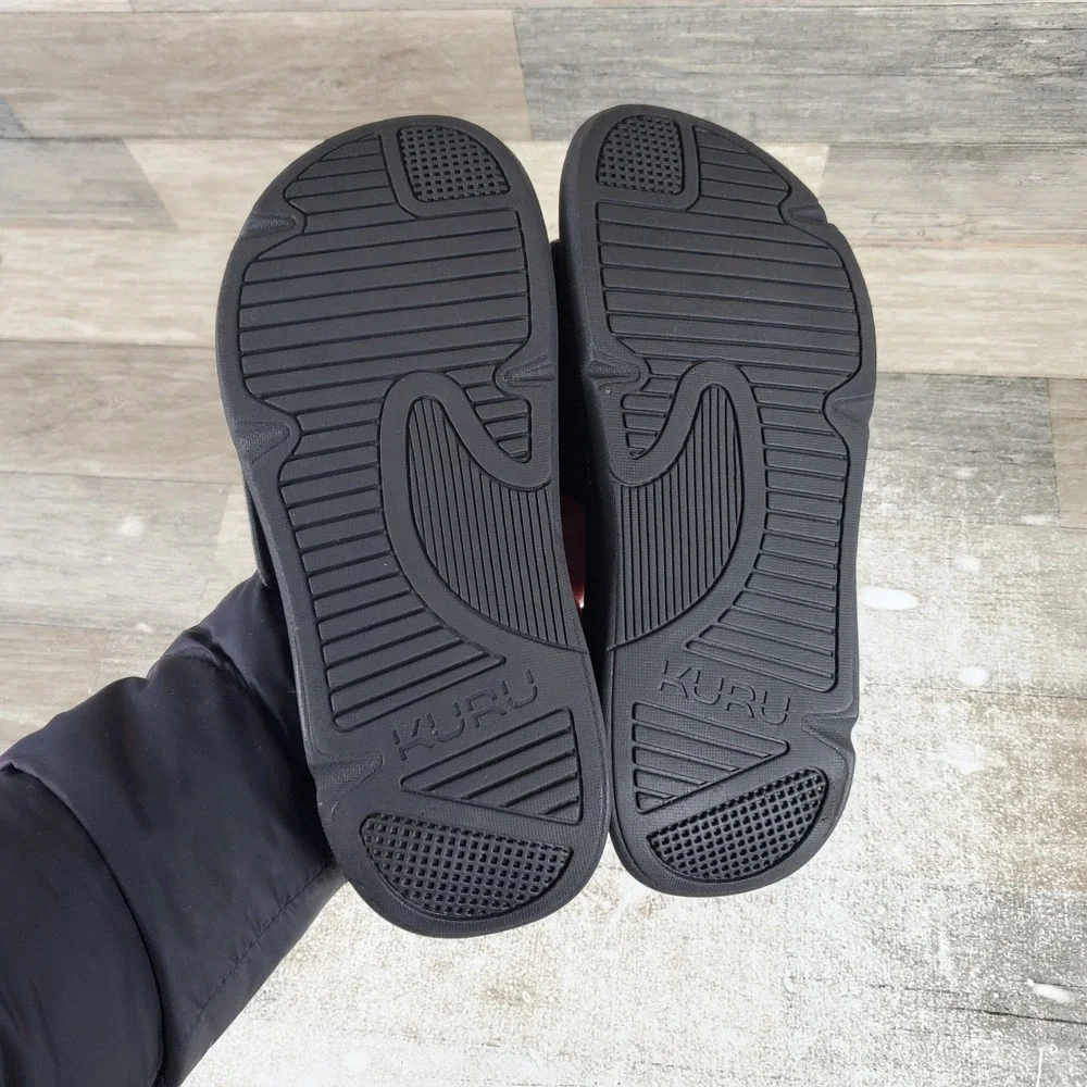 Kuru Moment Mens Slide Sandals Sz 8 M Jet Black Storm Gray Platform Slip On
